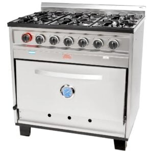 #306_Cocina Industrial Tecnocalor; 6 Hornallas Horno Pizzero; 85(frente)x60x87 cm