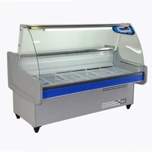 #2101_Heladera Teora Batea Stylo 125; vidrio curvo; 136 cm alto 125 cm ancho 100 cm profundidad; 1/2 HP