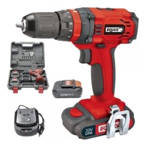 #5027_Taladro Atornillador Inalámbrico Equus con maletín; 2 Baterias de litio; 20v