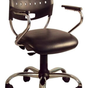 #1229_Silla de Corte Giratoria Cromada Peluquería; Ecocuero; Regulación de altura a gas